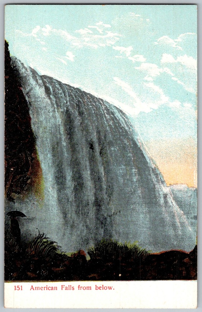 Antique Postcard American Falls Waterfall Niagara Falls, NY 1910s