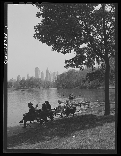 Photo:New York New York Central Park 1943 Rowboat Bench Skyline