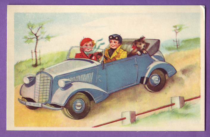 Estonia Boy Dog And Car Vintage Postcard 67