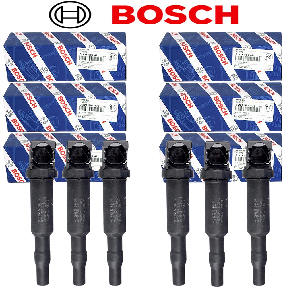 6x OEM BOSCH Ignition Coil Set W/ Connector Boot For BMW 5 6 7 x5 x6 0221504470