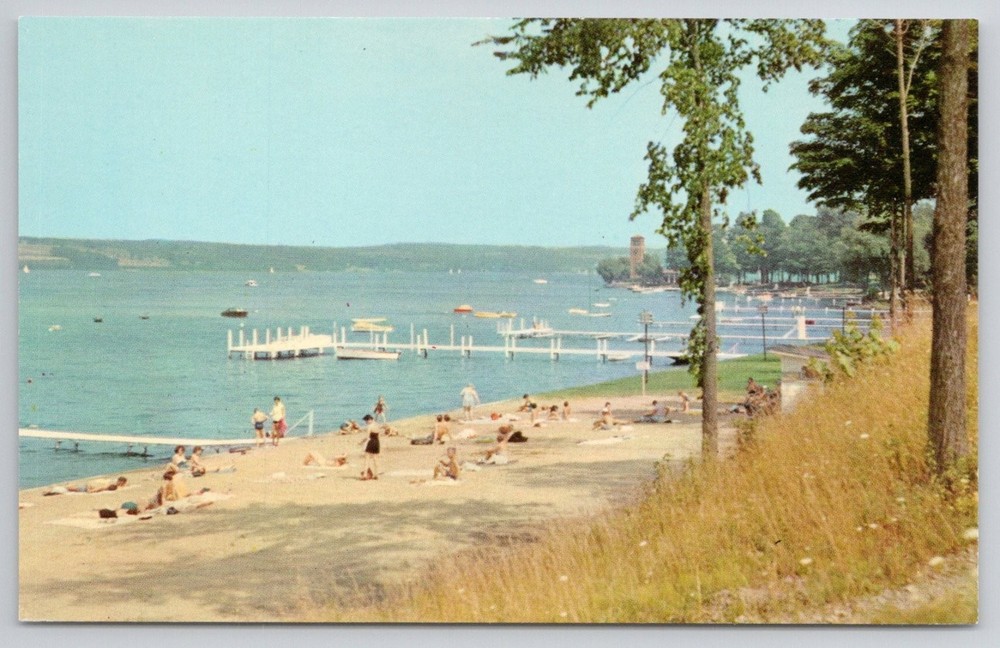 Chautauqua Lake NY North Shore Miller Bell Tower Vintage Chrome Postcard