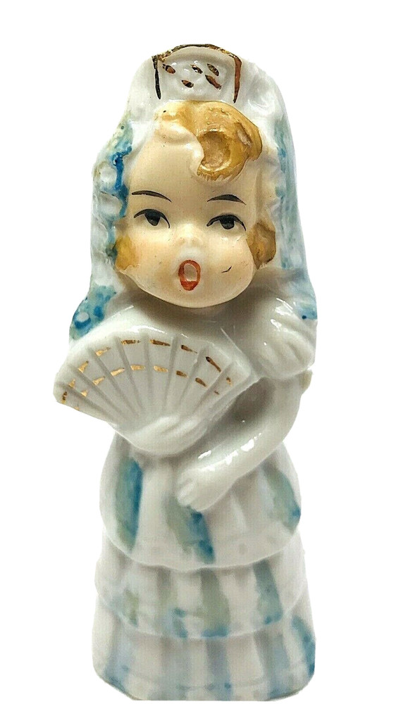 Vintage Made in Japan Porcelain Girl Figurine w/ Fan Asian Child Figurine Hand P