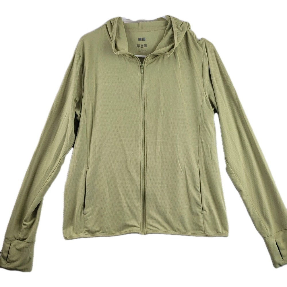 Uniqlo Women's AIRism Mesh UV Protection Sun Hoodie Size L Green Ultralight