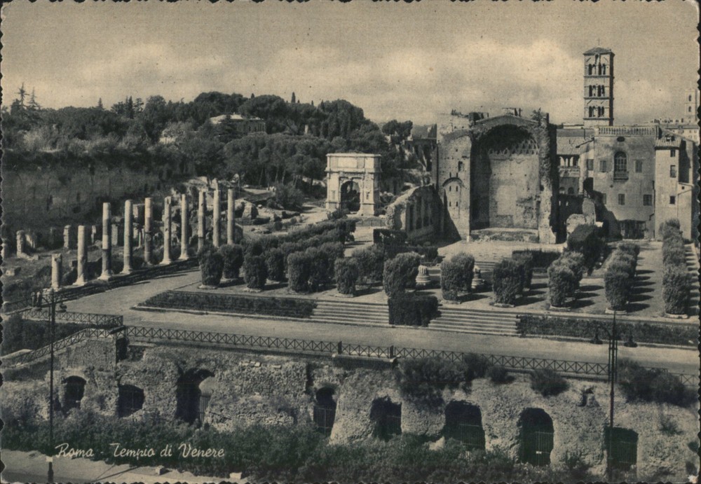 Rome, Italy Temple of Venus Roman Forum Ruins Original Vintage Postcard