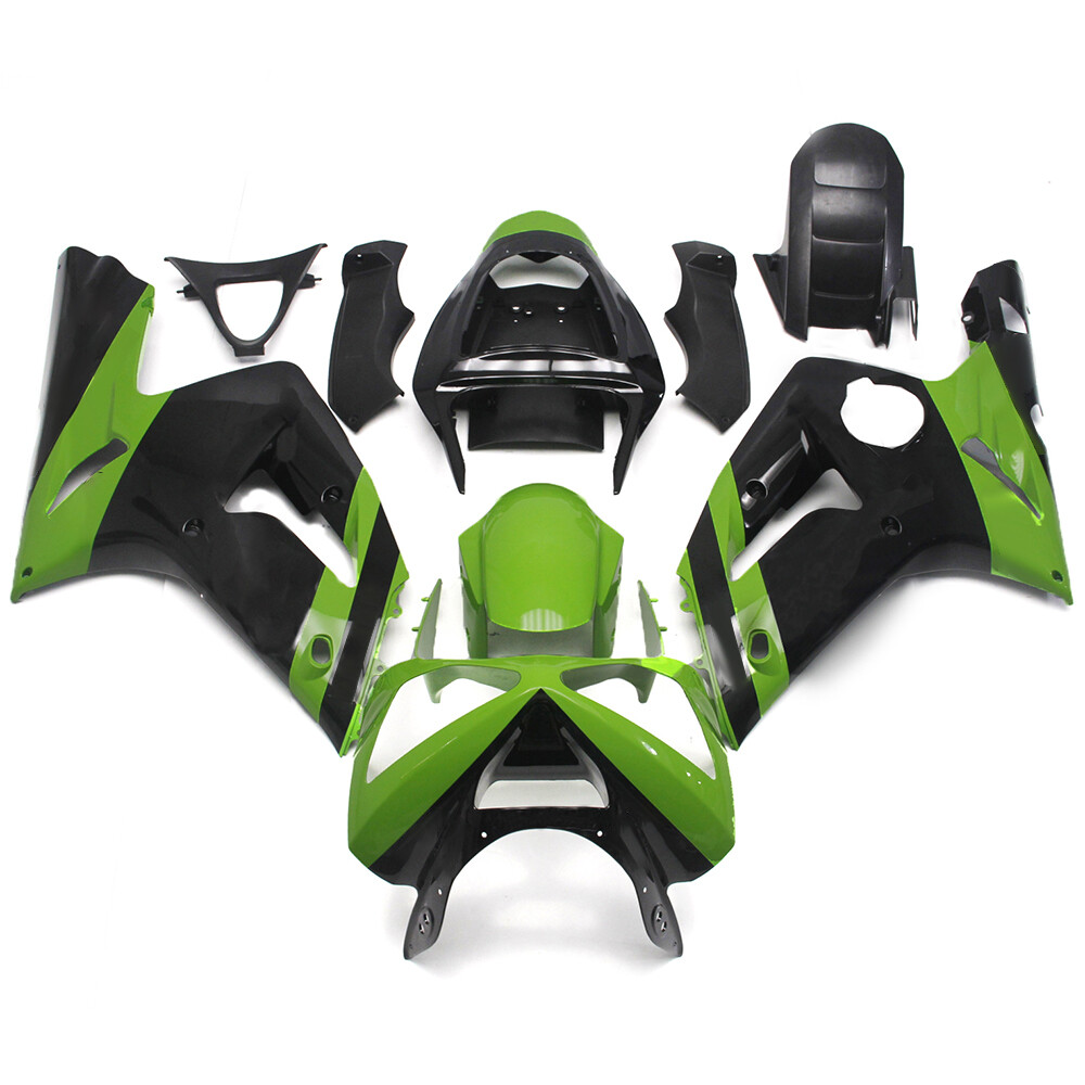 Green Black Fairing Kit for 2003 2004 Kawasaki Ninja ZX6R 636 Injection Bodywork