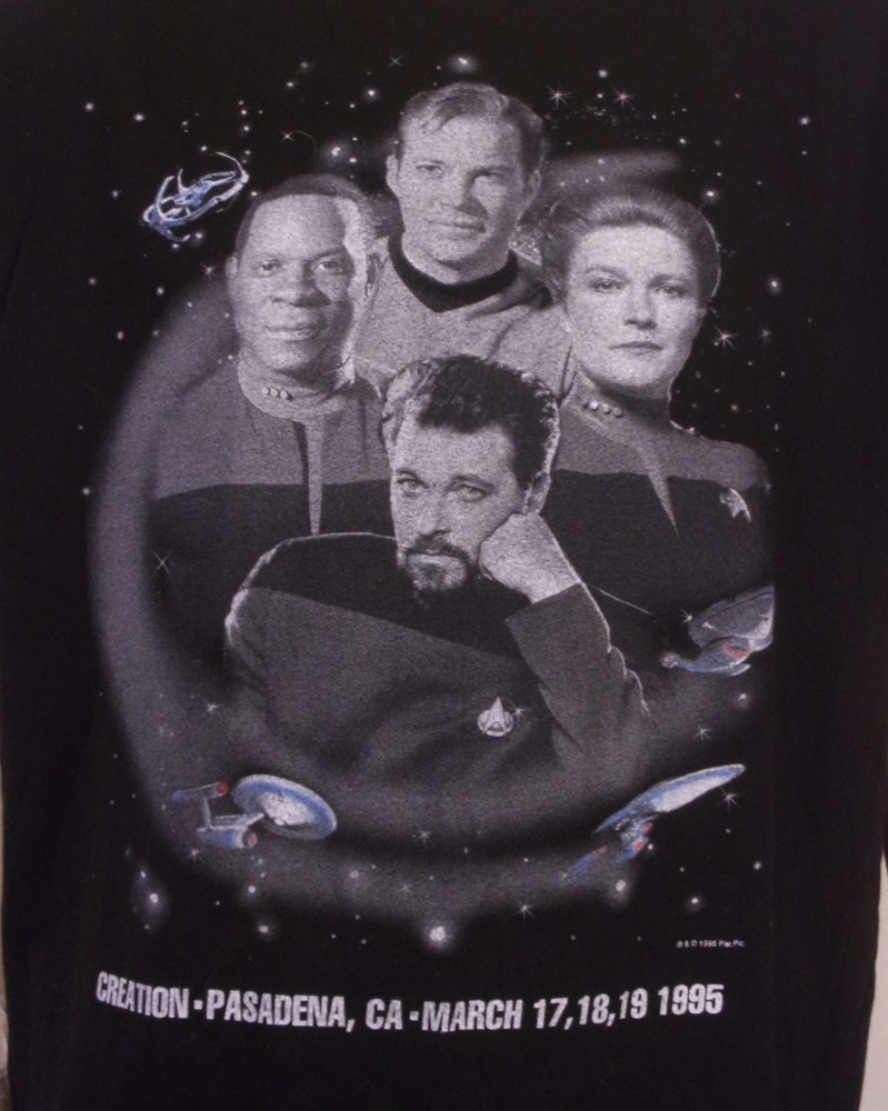 vintage 90s Tour Champ 1995 Star Trek T-Shirt TNG DS9 Voyager Riker Kirk SZ XXL