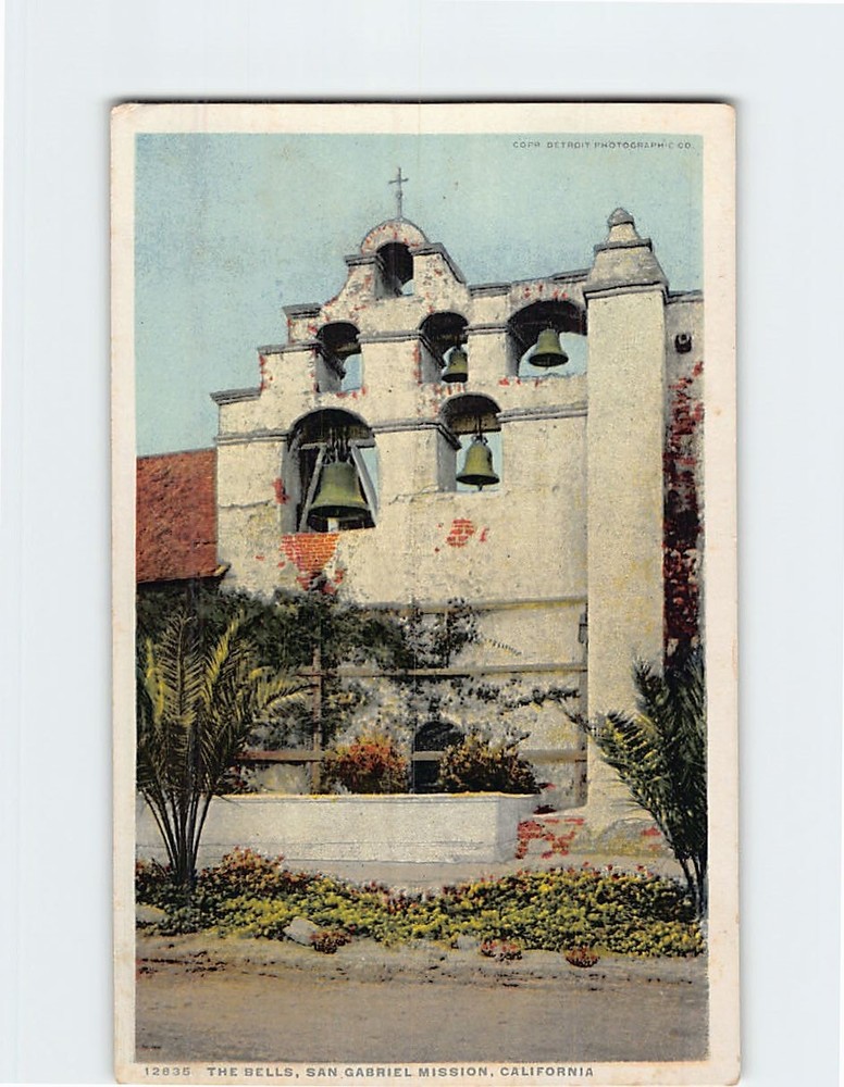 Postcard The Bells San Gabriel Mission California USA