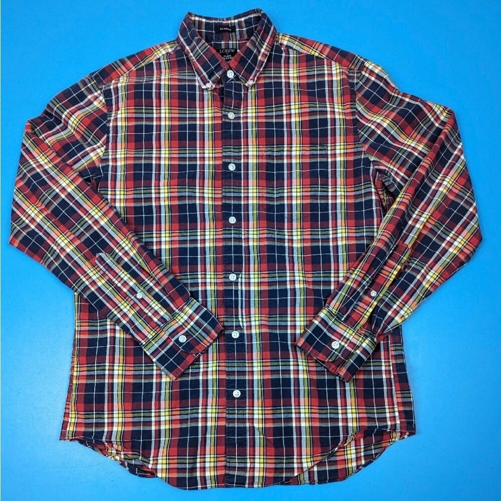 J Crew Flex Washed Shirt Mens Large New Check Plaid Long Sleeve Button Down