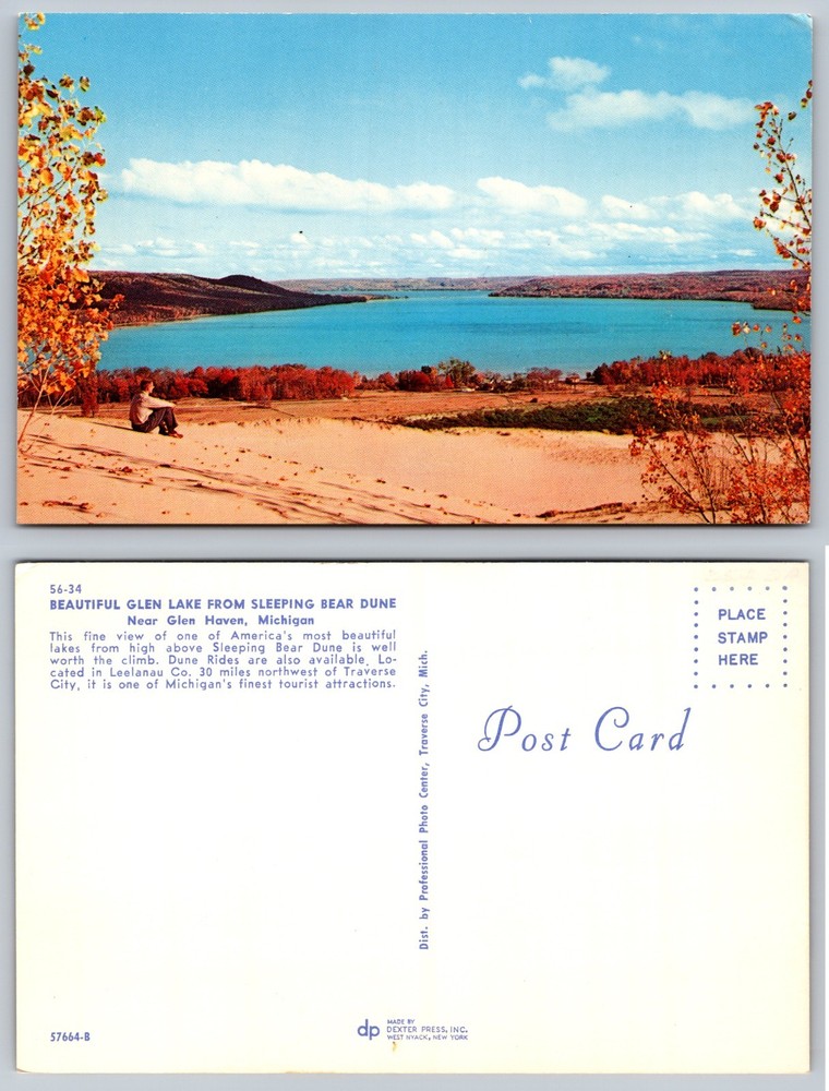 Beautiful Glen Lake Sleeping Bear Dune Michigan Postcard
