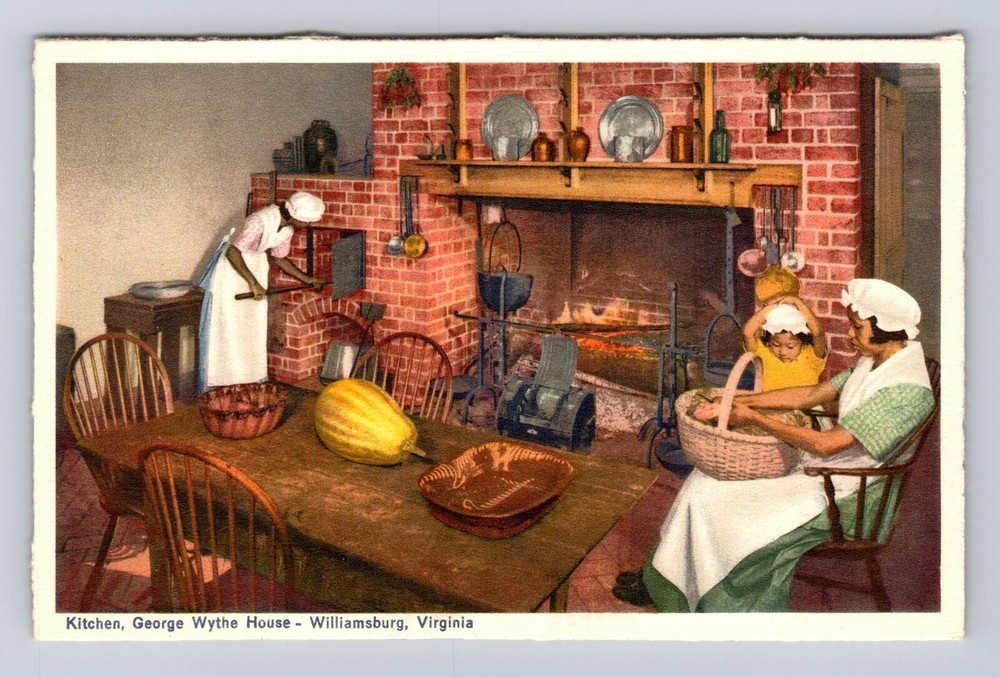 Williamsburg VA-Virginia, Kitchen, George Wythe House, Antique Vintage Postcard