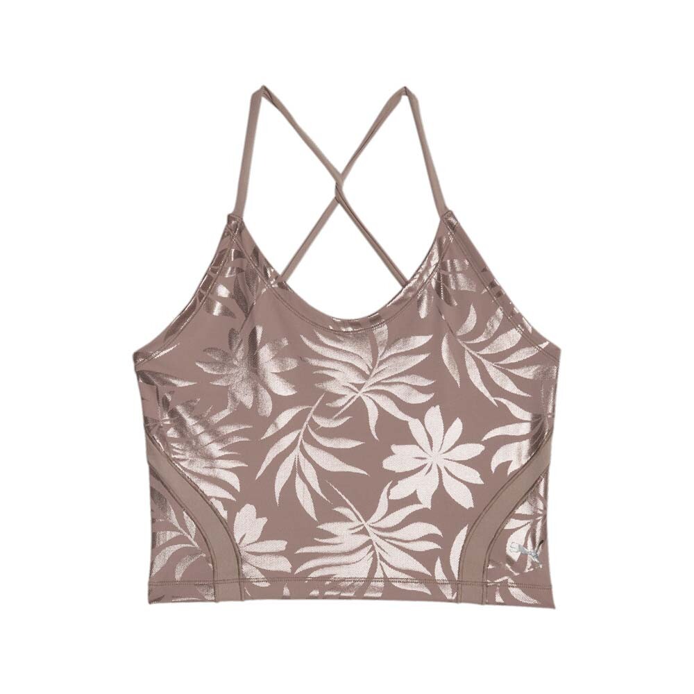 Puma Studio Ultrabare Graphic Cropped Scoop Neck Athletic Tank Top for Women in Brown