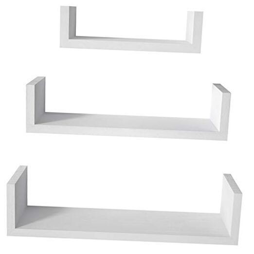 White Solid Wood Floating Wall Shelves - Wall Mounted