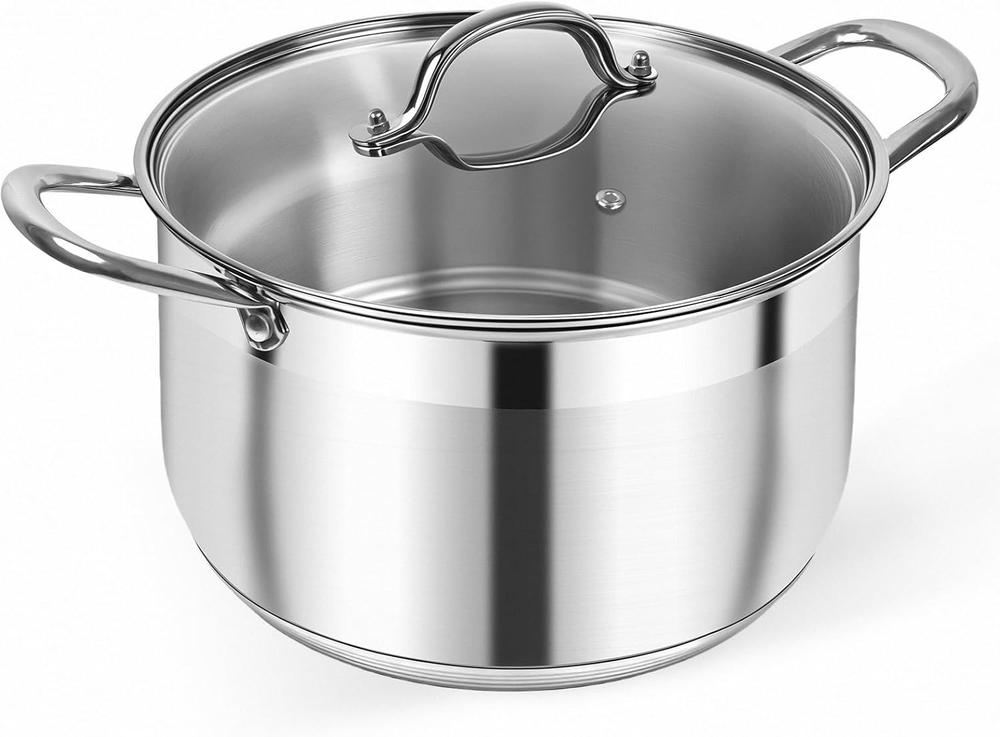 Stainless Steel Stock Pot - 8 Quart Heavy Duty Induction Cooking Pot...