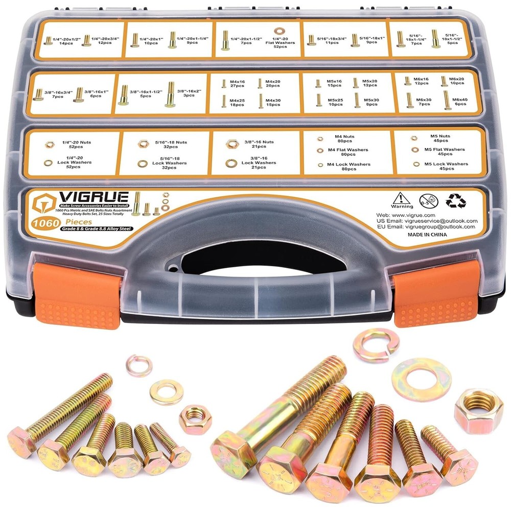 25-Piece Heavy-Duty Alloy Steel Bolt and Nut Set – Corrosion Resistant