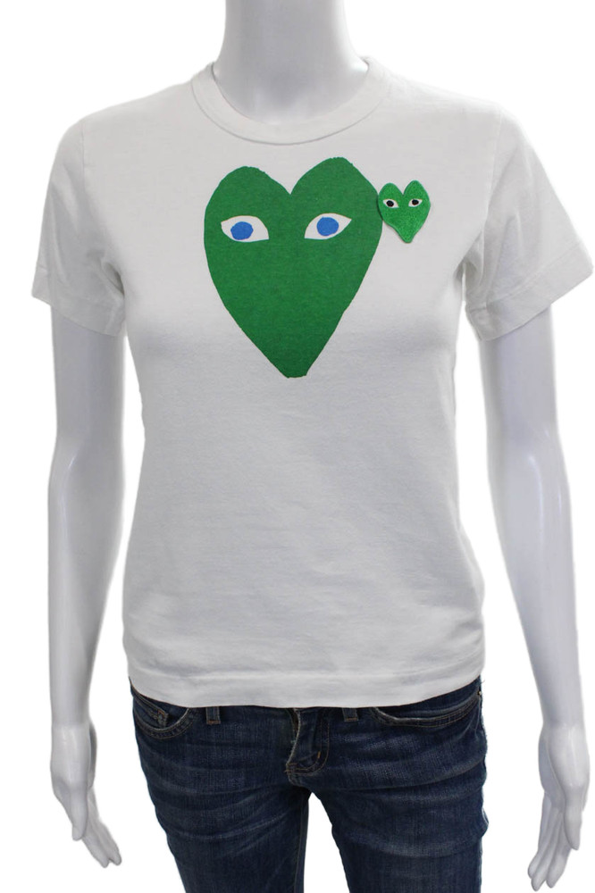 Play Comme Des Garcons Womens Basic T-Shirt White Short Sleeve Size SFree Shipping in US $100+ Orders | $6.95 Orders Below