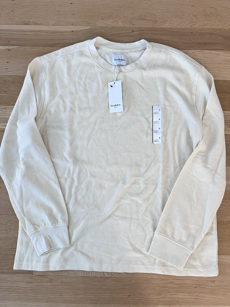 Goodfellow & Co Men's Ivory XL Standard Fit Cotton Knit Long Sleeve Tee