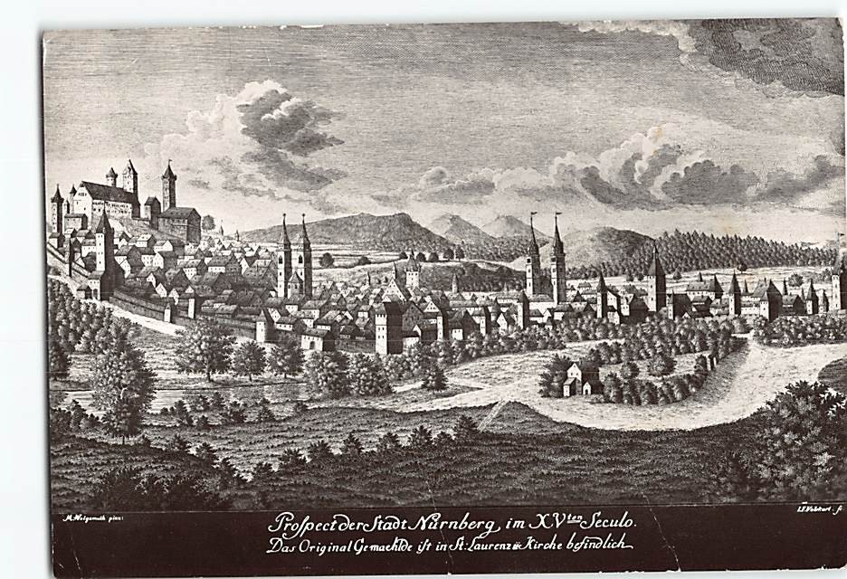 Postcard Panoramic View Nuremberg Germany