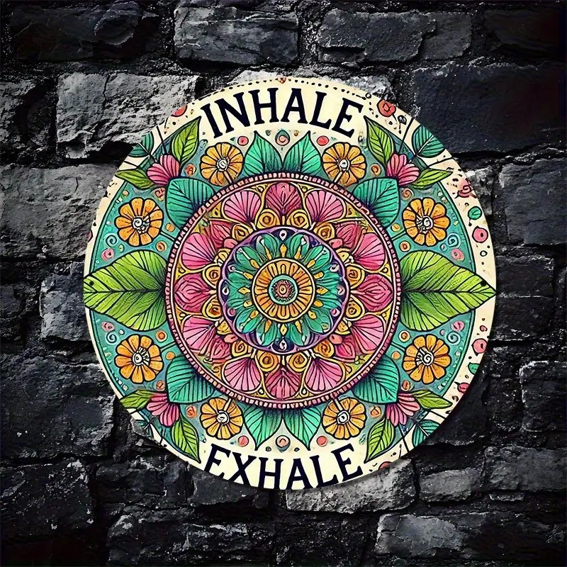 Vintage Floral Aluminum Wall Art Round NatureInspired Welcome Sign