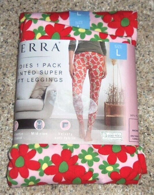 Womens Serra Mid-Rise Flower Print Super Soft Leggings Size Large 12-14 New