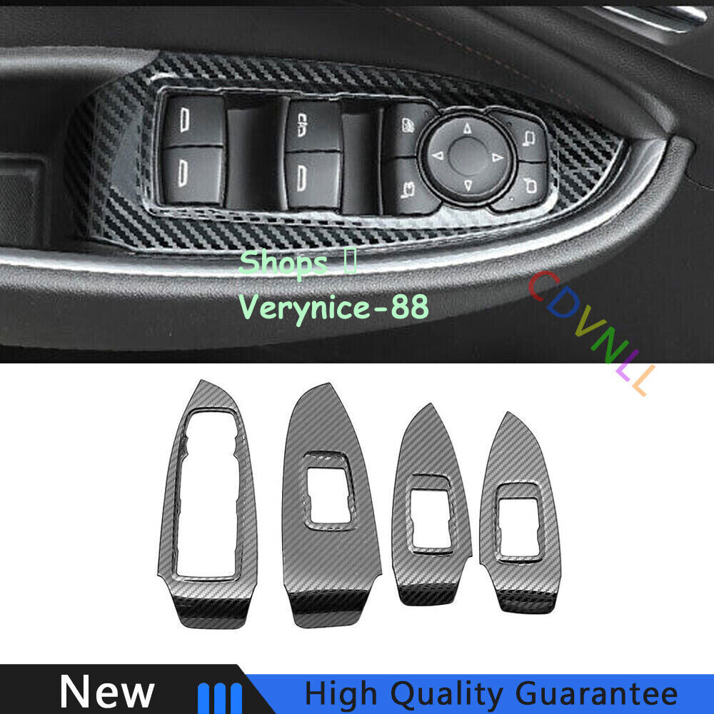For Chevrolet Malibu 16-21 Steel Carbon Fiber Window Lock Lift Panel Frame Trim