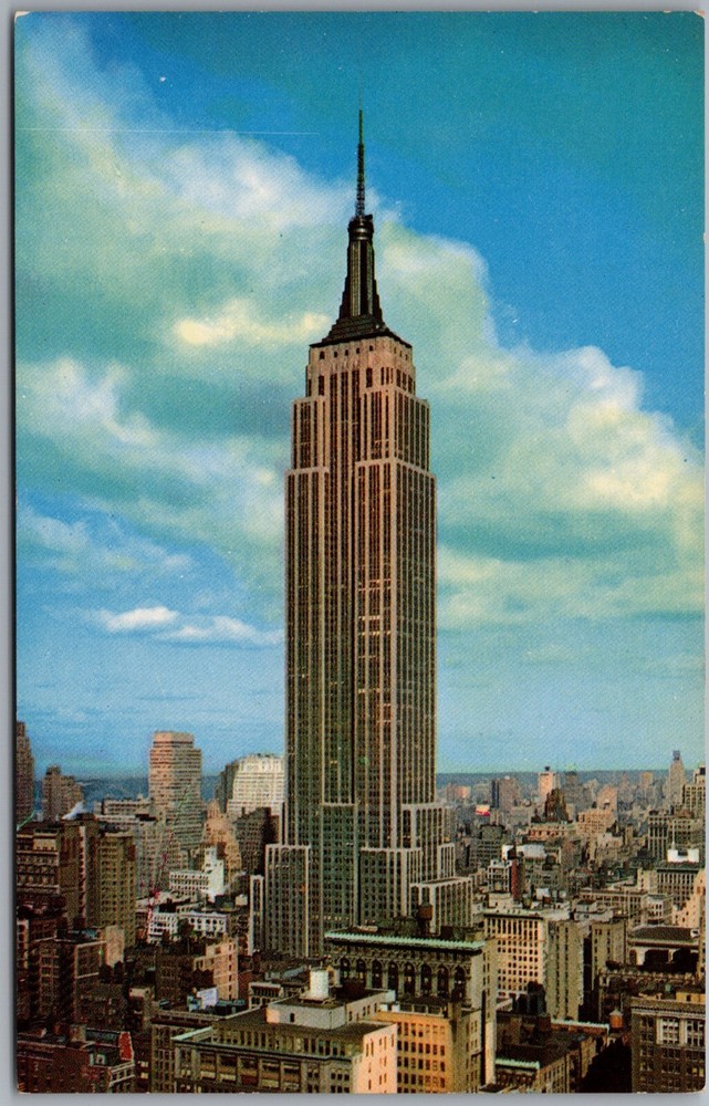 Vintage Birds Eye View Empire State Building NYC Postcard H584