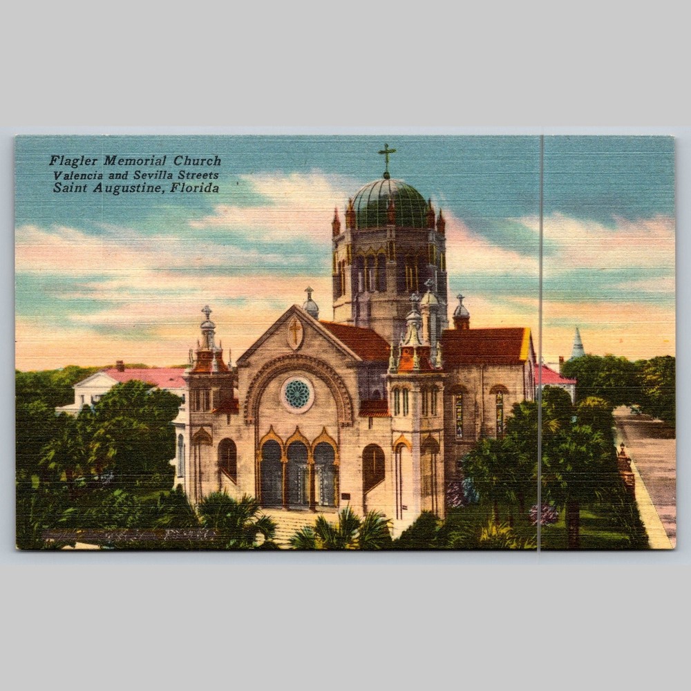 Postcard Flagler Memorial Church St. Augustine Florida Architecture