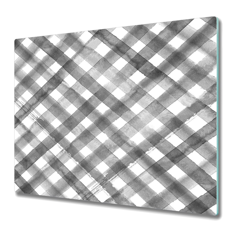 Glass Chopping Cutting Board Worktop Saver Grey Check Geometric Simple 60x52
