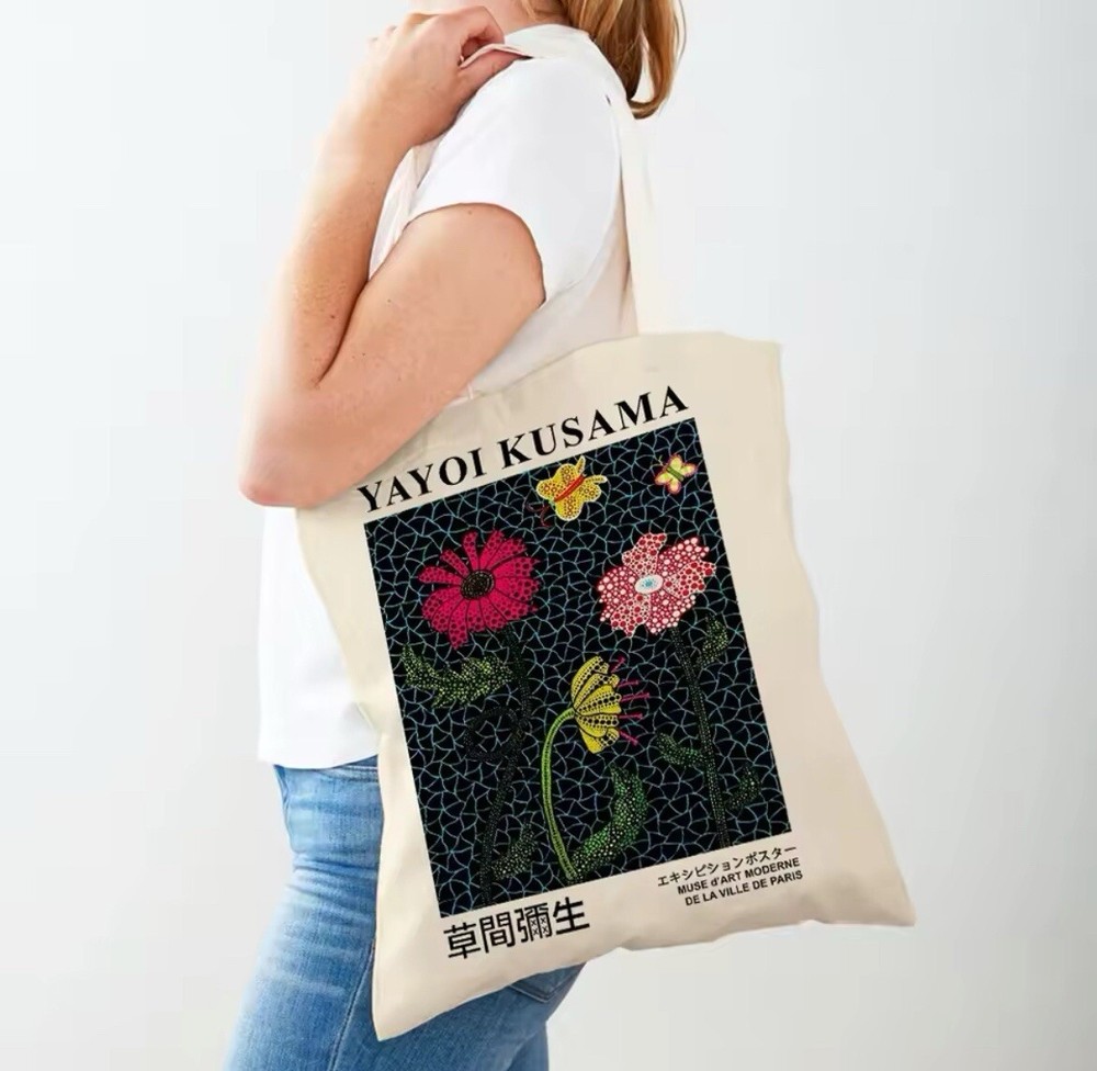 Yayoi Kusama Japanese Art Canvas Tote Shoulder Bag