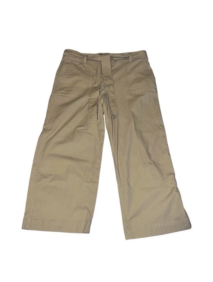 Talbots Women's Wide Leg Cropped Khaki/Tan Pants - Size 8