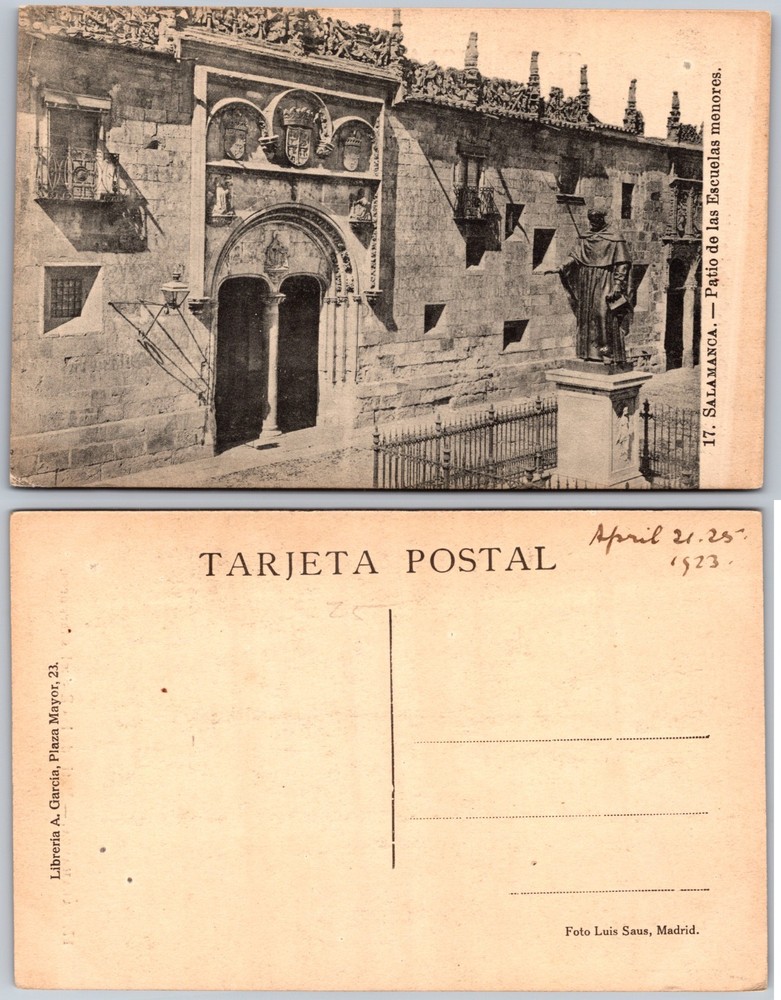 Salamanca Spain Patio Escuelas Menores Postcard