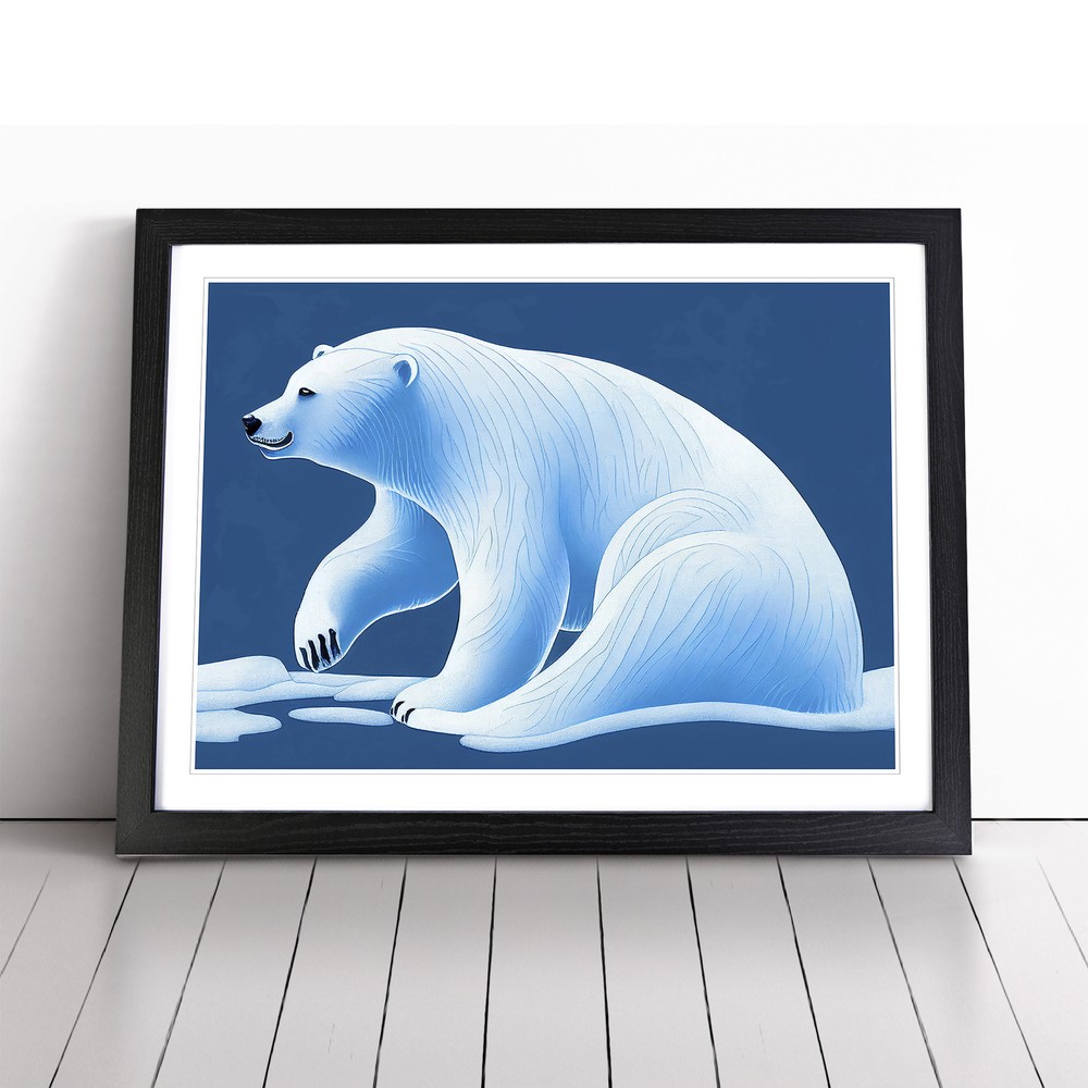 Fine Polar Bear Framed Canvas Wall Art Print Poster Picture, Home Decor