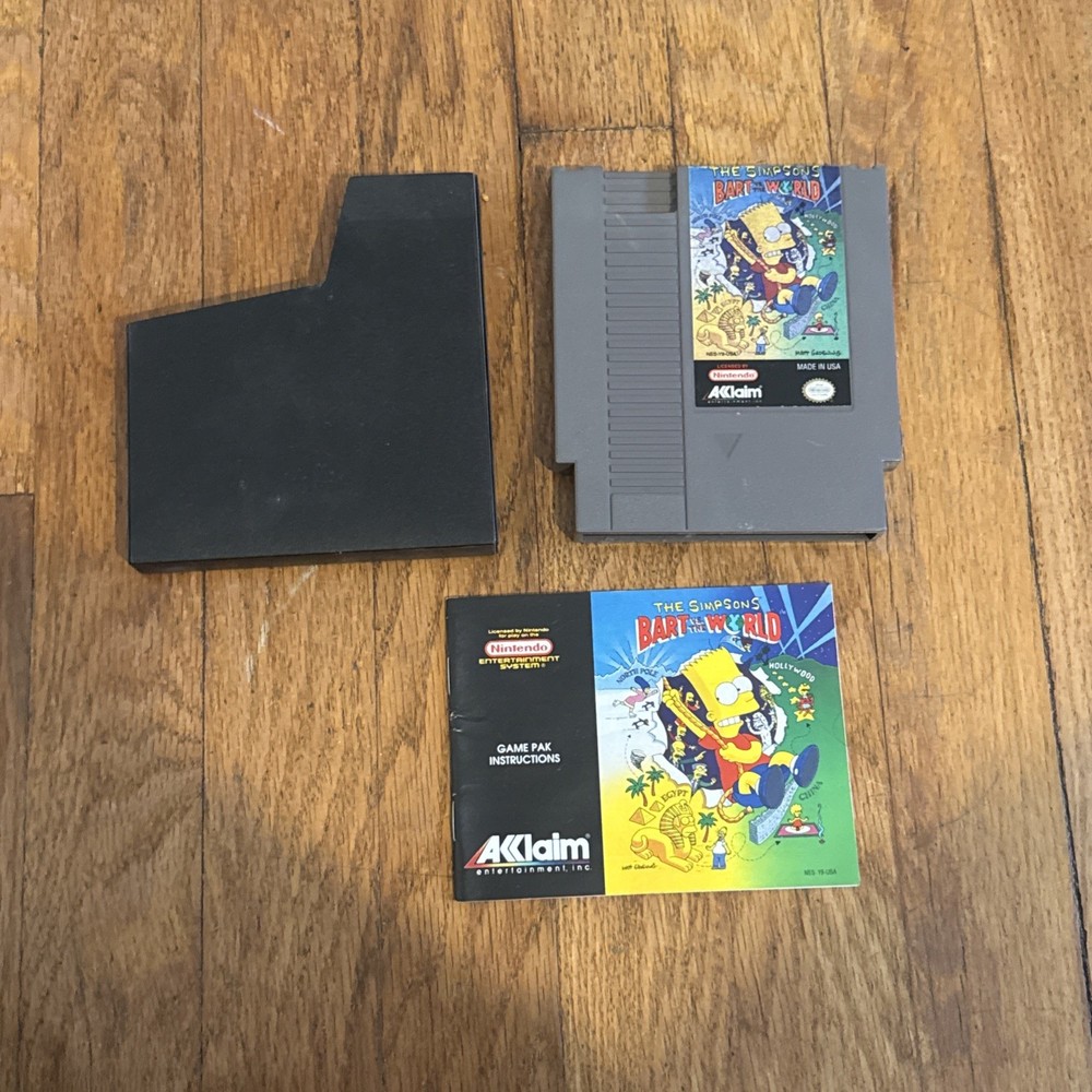 The Simpsons: Bart vs. the World (Nintendo NES, ) w/Dust Cover Sleeve UNTESTED