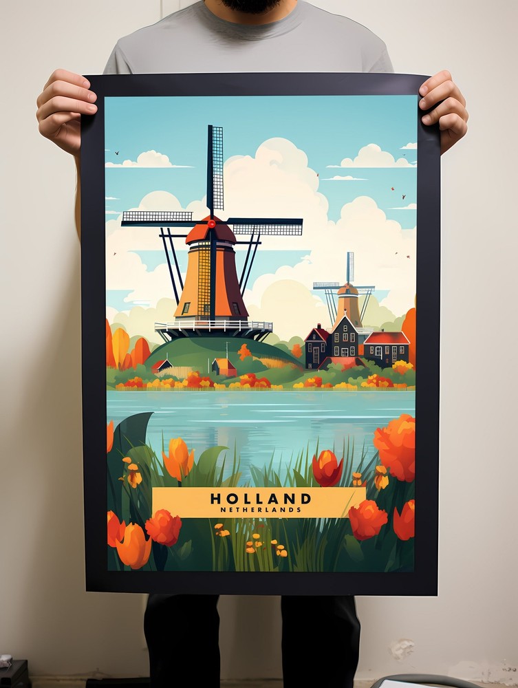 Holland Travel Poster Wall Art Netherlands Instant Hanging Decor New Home Gift