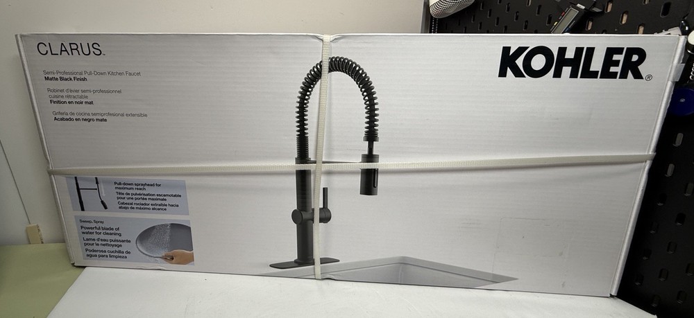 KOHLER Clarus Semi-Professional Pull Down Sprayer Kitchen Faucet in Matte Black