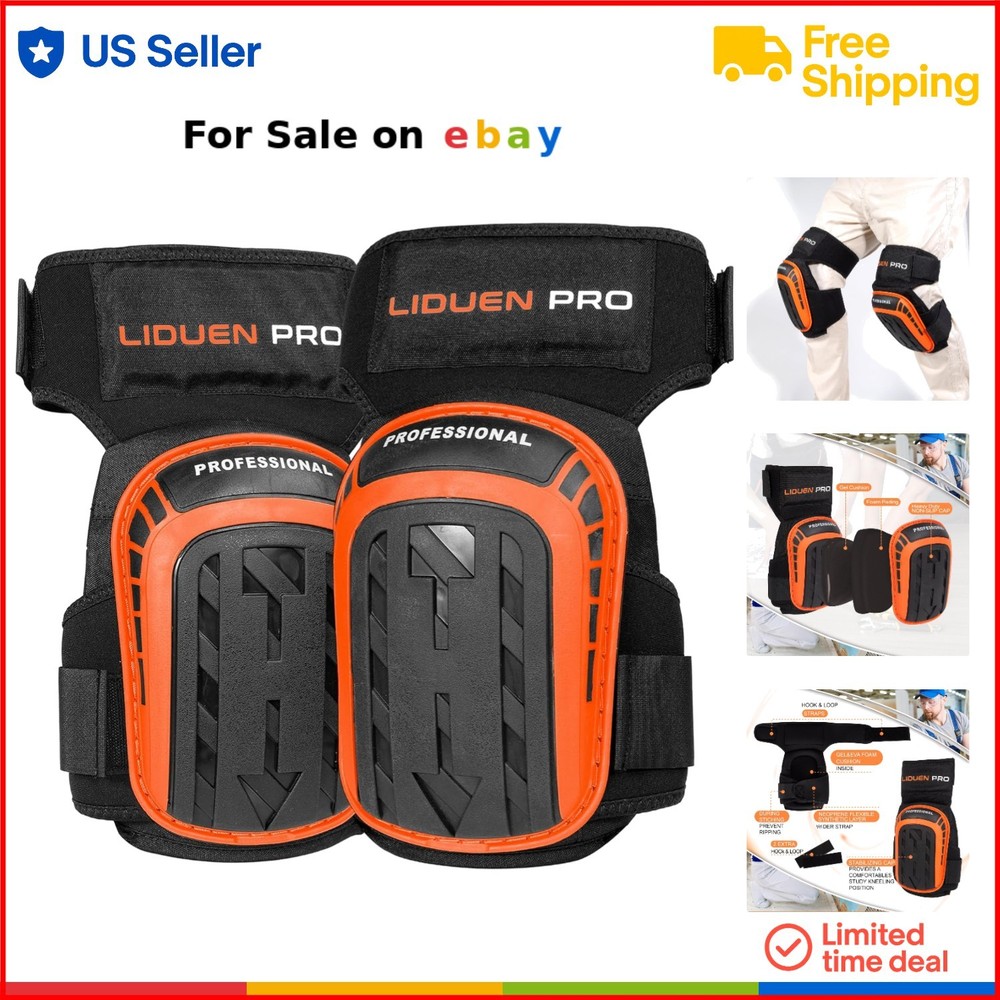 Heavy Duty Knee Pads Gel Cushion Anti-Slip Straps Construction Gardening