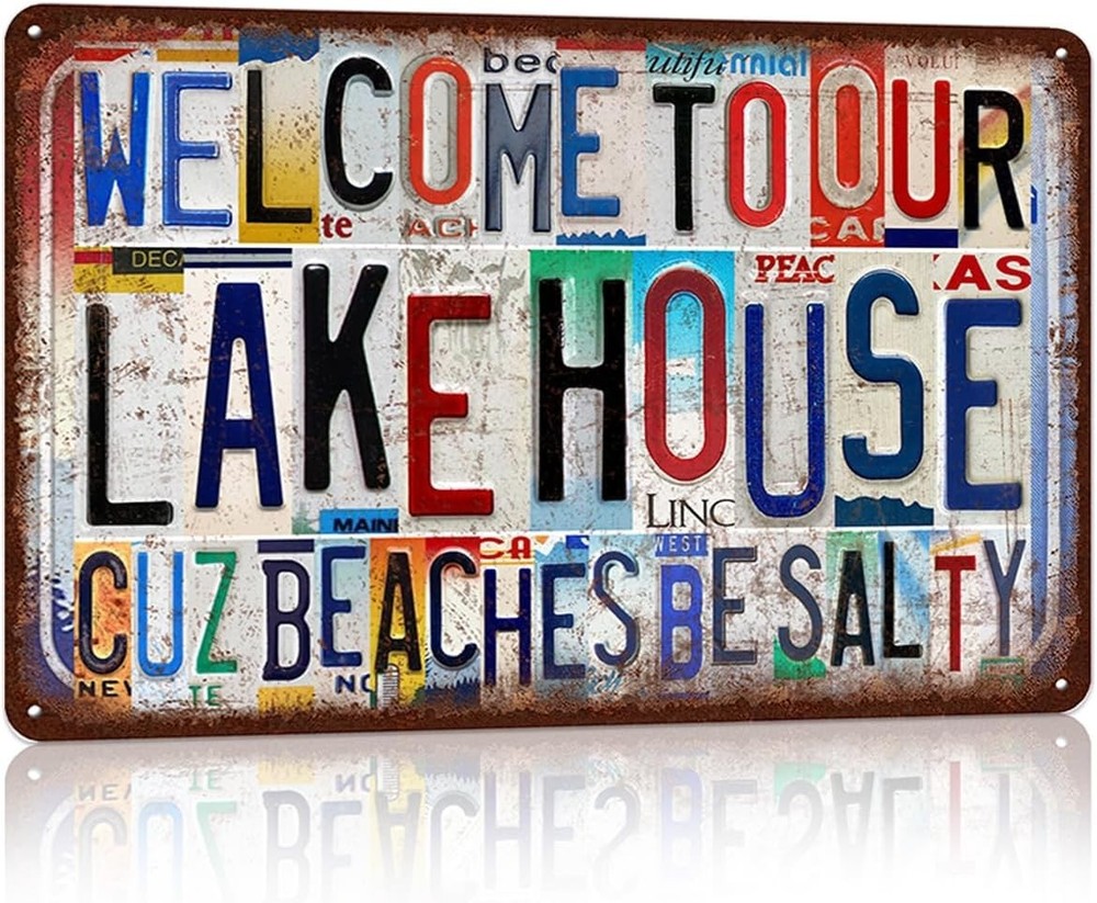 Vintage Lake House Wall Decor Metal Sign Tin Signs Poster - Welcome to Our Lake