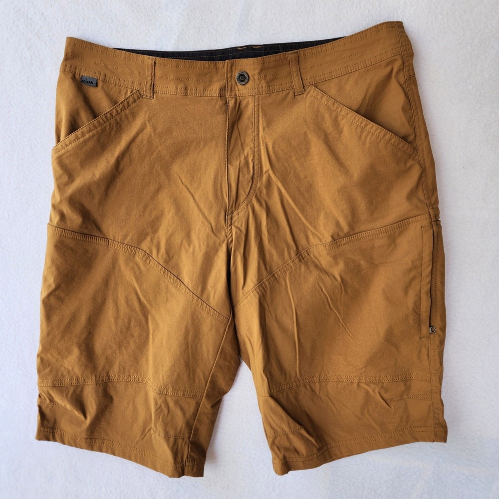 Kuhl 5121 Renegade 36/12 Mens Nylon Cargo Shorts Ochre Brown Hiking Gorpcore
