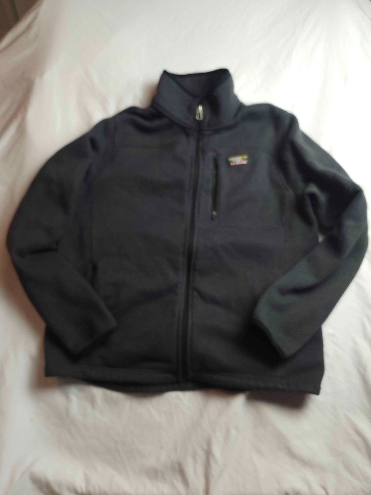 L.L.Bean Sweater Fleece Full-Zip Jacket Men Medium Black Slightly Fitted Outdoor