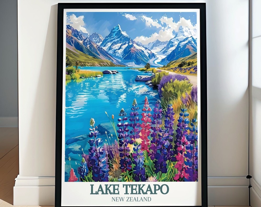Lake Tekapo Travel Posters Southern Alps Travel Wall Art Mount Cook Travel
