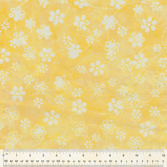 Anthology Batik Fabric | Dazzle Daisy Flower Toss Butter Yellow YARD