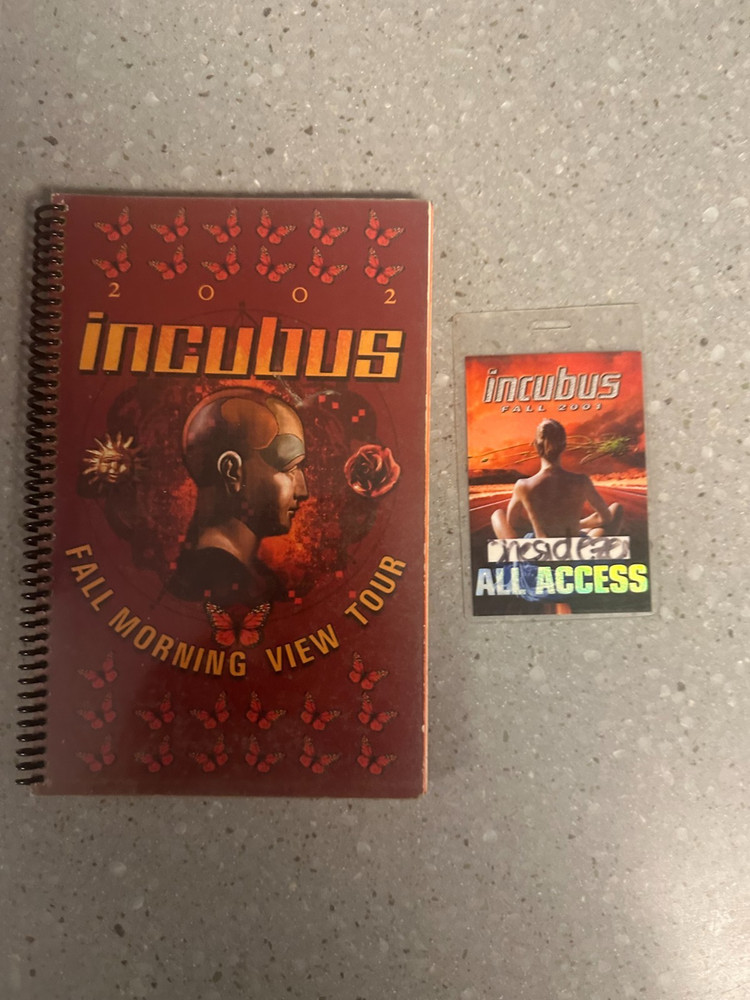 road crew issued INCUBUS all access pass and tour intinerary