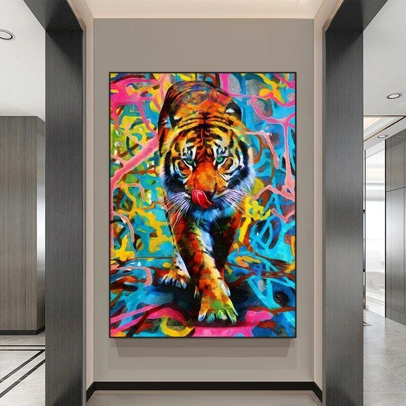 Abstract Canvas Painting Colorful Animal Tiger Wall Art Poster Canvas Prints Art