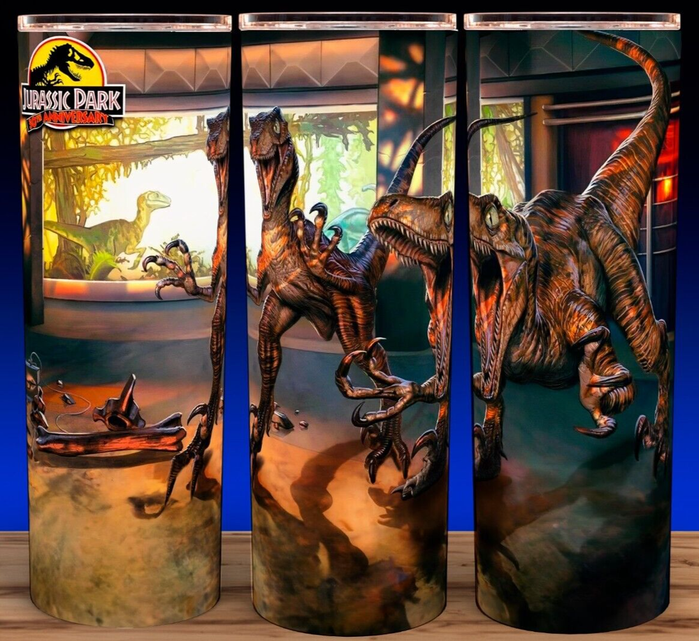 Jurassic Park Raptors in the Dining Hall Cup Mug Tumbler 20oz