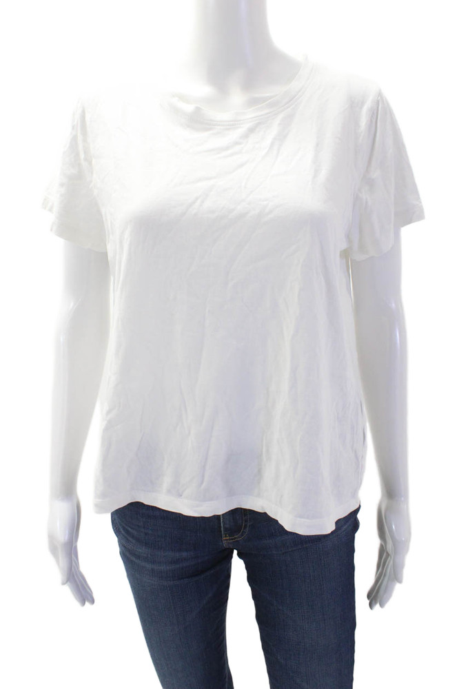 J Crew Women White Cotton Crew Neck Short Sleeve Basic T-Shirt Size SFree Shipping in US $100+ Orders | $6.95 Orders Below