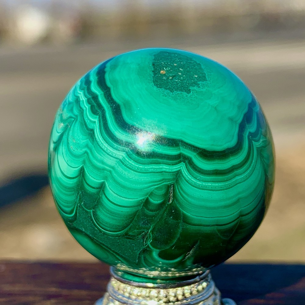 33G Glossy Malachite Ball Transparent Cluster Rough Mineral Specimen  