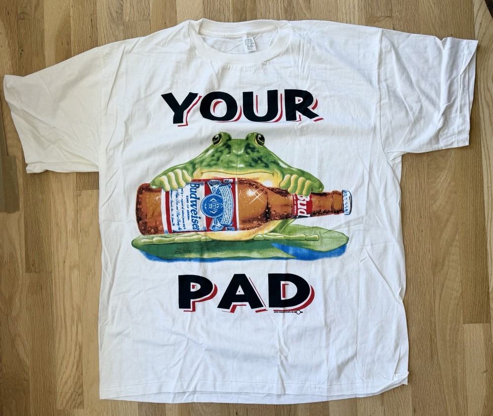 Vintage 1990s 1995 Budweiser “Your Pad? Or Mine?” Frog Single Stitch Shirt XXL