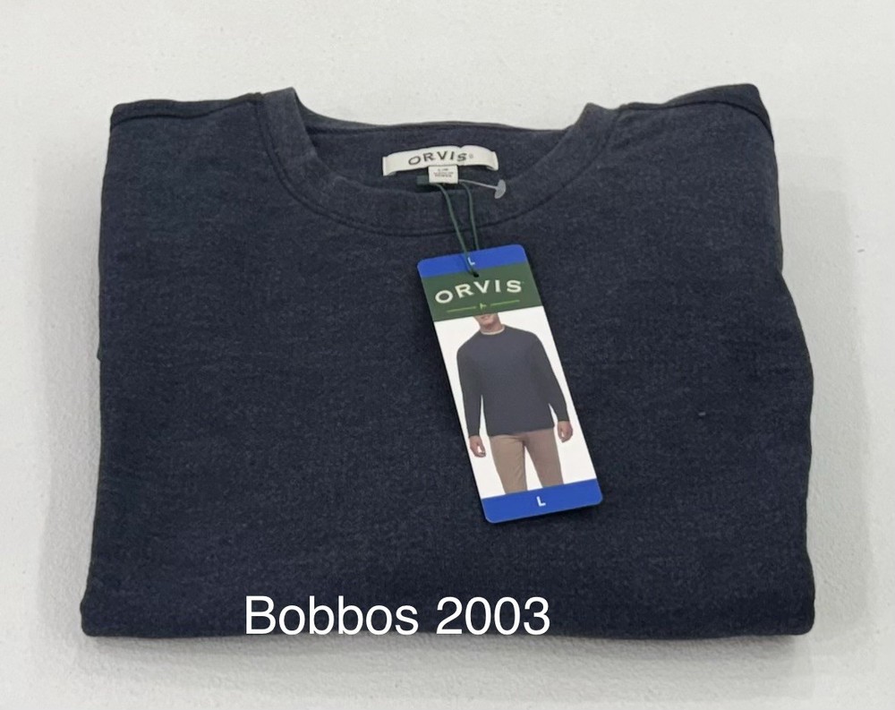 Orvis Men's Long Sleeve Crewneck Pullover, Blue, Size L