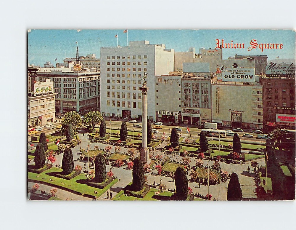 Postcard Union Square San Francisco California USA