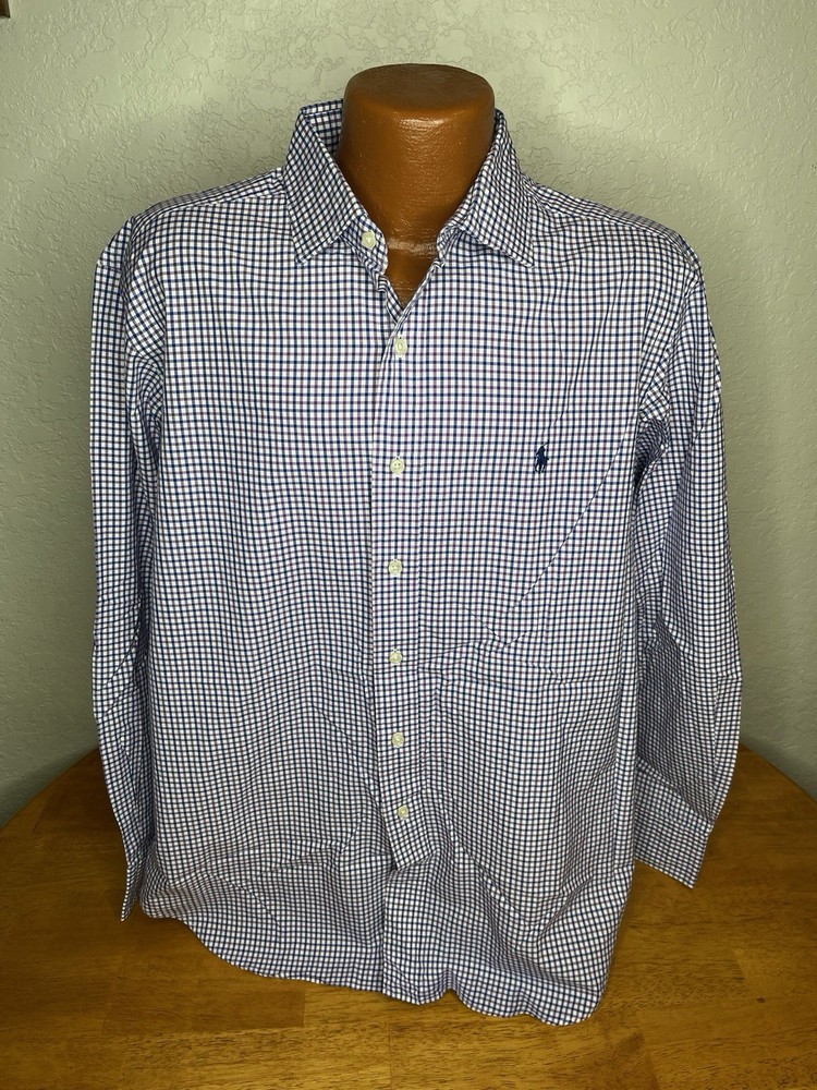 Men's Polo by Ralph Lauren L/S Button Front Shirt Extra Large XL Stanton Classic