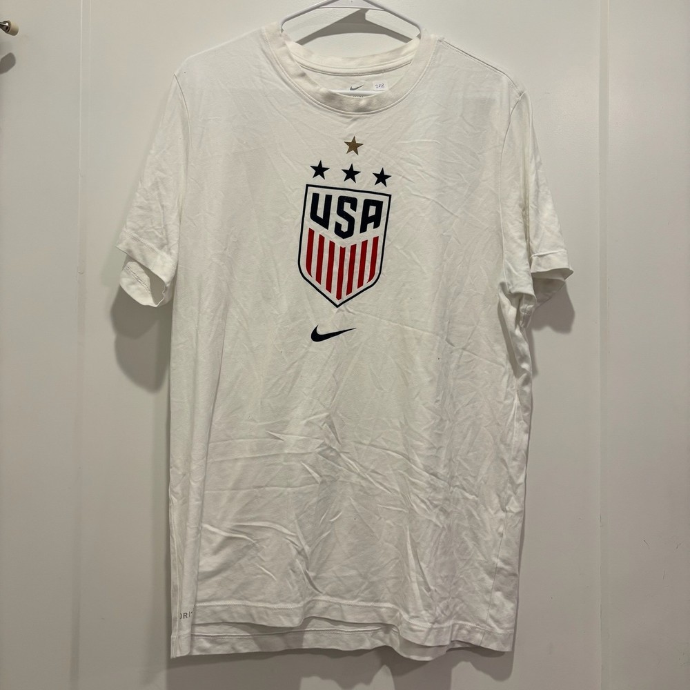 Nike Mens US Soccer USA National Team Dri-FIT T-Shirt White Large 4-Star Crest